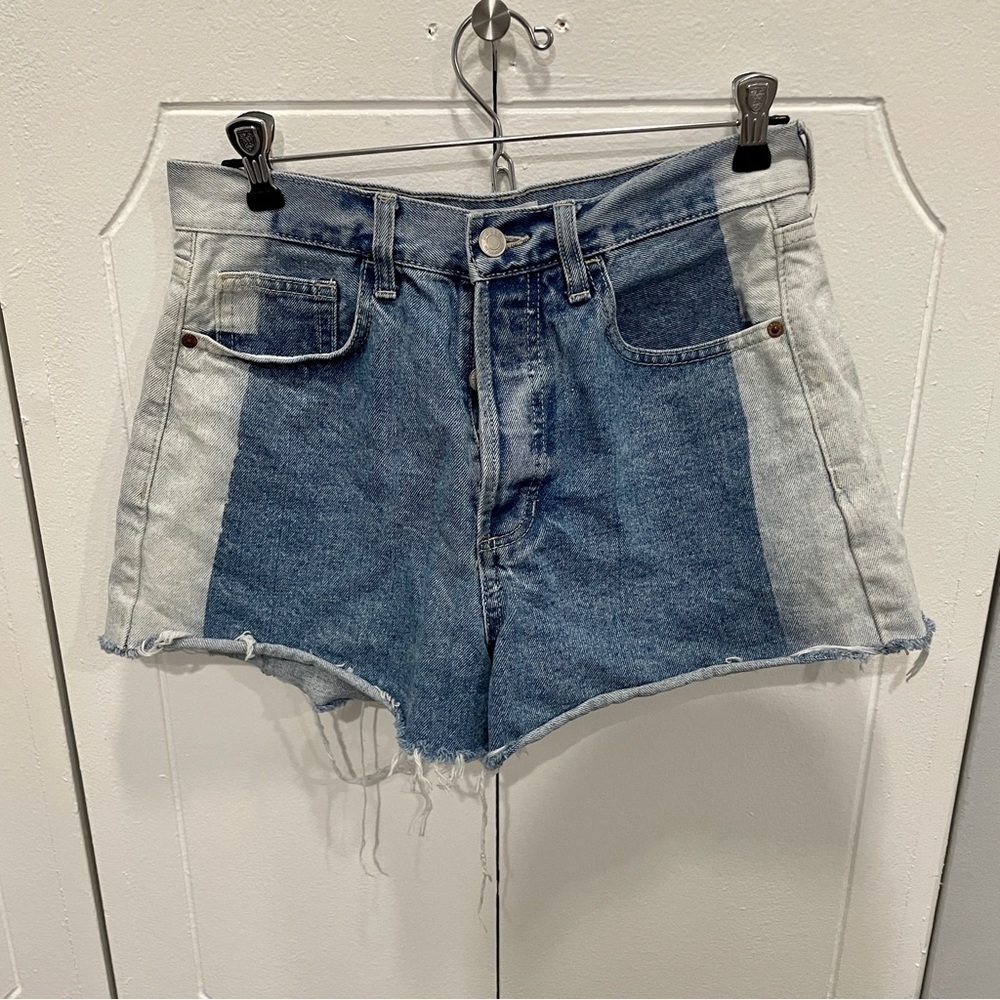 Cello High Waisted Two Toned Jean Shorts